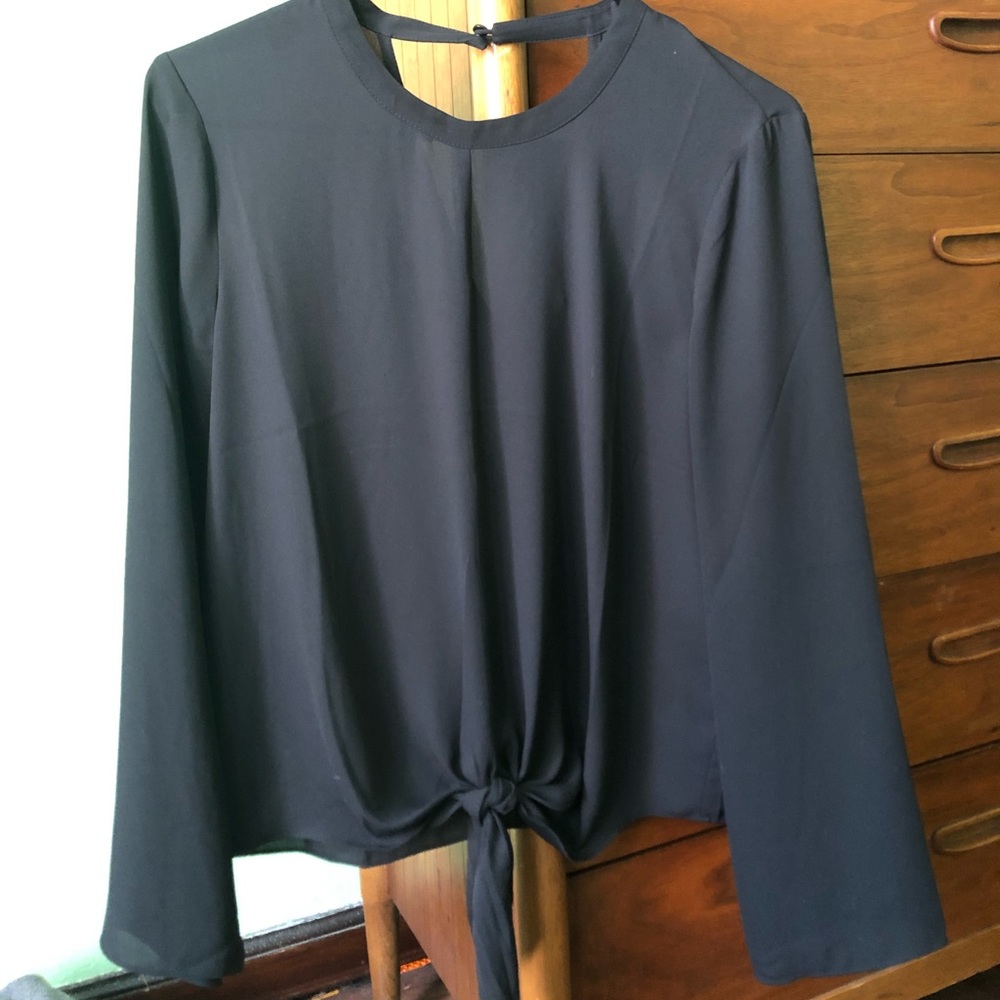 Madewell Black Blouse Front Tie